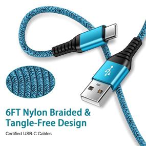 img 2 attached to 🔌 Кабель для быстрой зарядки USB C длиной 6 футов 5Pack - прочный нейлоновый зарядный шнур для Samsung Galaxy A12 A32 A52 S21 S20 S10 S9 A51 A11 A71 A20 A21 A01 A50 Note 21, Moto G Stylus Power Fast, LG V60 K51 Stylo 6/5