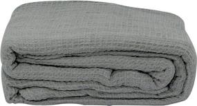 img 1 attached to 🛏️ Cotton Thermal Blanket, Twin, Grey - LCM Home Fashions: Cozy and Stylish for All Seasons