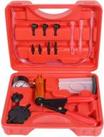 🔧 red hand held vacuum pump brake bleeder kit with clutch bleeding system – ideal for motorcycle car truck vehicle testing and brake/clutch bleeding, includes adapters logo