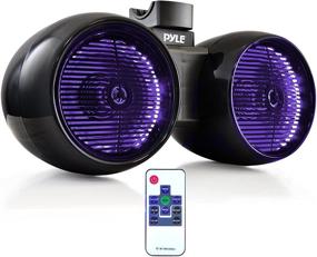 img 4 attached to PLMRWB852LEB Black Waterproof Marine Wakeboard Tower Speakers - 6.5” Dual Subwoofer Speaker Set and 1.0” Tweeters, LED Lights, 400 Watt Power, 2-Way Boat Audio System with Mounting Bracket