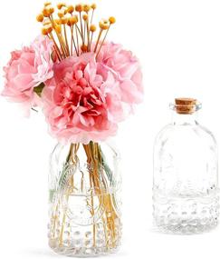 img 3 attached to 🌼 MyGift Vintage Embossed Glass Bottles: Perfect Apothecary Flower Bud Vases with Cork Lid - Set of 2