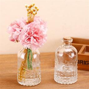 img 2 attached to 🌼 MyGift Vintage Embossed Glass Bottles: Perfect Apothecary Flower Bud Vases with Cork Lid - Set of 2