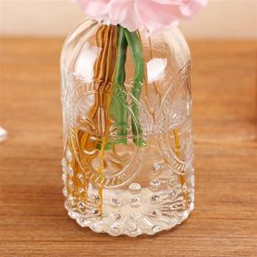 img 1 attached to 🌼 MyGift Vintage Embossed Glass Bottles: Perfect Apothecary Flower Bud Vases with Cork Lid - Set of 2