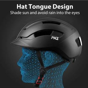 img 1 attached to 🚴 PHZ Urban Commuter Adult Bike Helmet Adjustable for Men/Women with Rear Light