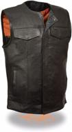 🏍️ men's milwaukee motorcycle son of anarchy style leather vest - collarless, size l - new arrival! logo