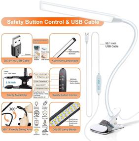 img 2 attached to 🔆 Swing Arm Clip-on Light: Rechargeable LED Memory Lamp with Eye Protection - 3 Color Modes, 10 Adjustable Brightness Levels - Ideal for Office, Bed Headboard, Computer, and Piano Book Reading