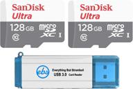 📷 sandisk ultra 128gb microsdxc карта памяти (2 шт.) uhs-i class 10 sdsquns-128g-gn6mn комплект с кардридером everything but stromboli 3.0 sd/tf micro - идеальное решение для хранения и чтения! логотип