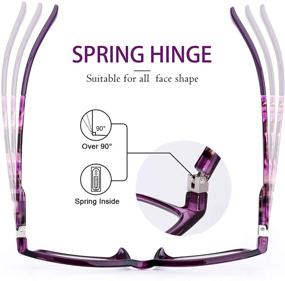 img 1 attached to 👓 Women's Linno Fashion Reading Glasses with Rectangular Shape, Spring Hinges, and Patterned Temples - Stylish Readers