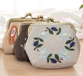 img 2 attached to 🌸 Stamped Flower Embroidery Coin Purse Kit - DIY Handmade Embroidery Pouch Sewing Craft Project for Women, Adult Change Purse Wallet Starter Kit