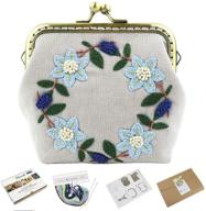 🌸 stamped flower embroidery coin purse kit - diy handmade embroidery pouch sewing craft project for women, adult change purse wallet starter kit logo