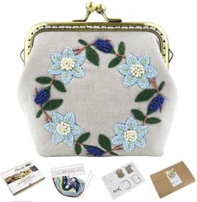 img 4 attached to 🌸 Stamped Flower Embroidery Coin Purse Kit - DIY Handmade Embroidery Pouch Sewing Craft Project for Women, Adult Change Purse Wallet Starter Kit