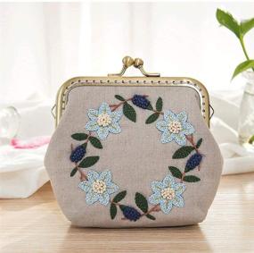 img 3 attached to 🌸 Stamped Flower Embroidery Coin Purse Kit - DIY Handmade Embroidery Pouch Sewing Craft Project for Women, Adult Change Purse Wallet Starter Kit