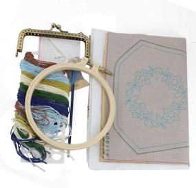 img 1 attached to 🌸 Stamped Flower Embroidery Coin Purse Kit - DIY Handmade Embroidery Pouch Sewing Craft Project for Women, Adult Change Purse Wallet Starter Kit