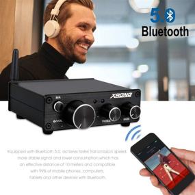 img 2 attached to XRONG Bluetooth 5.0 Stereo Audio Amplifier Receiver Class D Mini 🎵 Hi-Fi Integrated Amp – 2 Channel, 50W x 2, Black (with Power Supply)