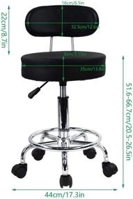 img 2 attached to 🪑 KKTONER Mid-Back Rolling Stool: Height Adjustable Swivel Chair with Footrest and Wheels in Black - Ideal for Office, Computer, Home, and Drafting Tasks