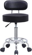 🪑 kktoner mid-back rolling stool: height adjustable swivel chair with footrest and wheels in black - ideal for office, computer, home, and drafting tasks logo