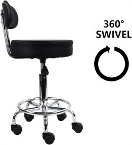 img 1 attached to 🪑 KKTONER Mid-Back Rolling Stool: Height Adjustable Swivel Chair with Footrest and Wheels in Black - Ideal for Office, Computer, Home, and Drafting Tasks