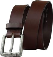 leather pathfinding belt with nickel buckle logo