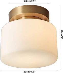 img 3 attached to 🔆 KCO Lighting Gold Flush Mount Ceiling Light Fixture - 1-Light Brass Drum Shape Lamp with Frosted Glass Shade - Metal Ceiling Lamp for Living Room Hallway Farmhouse