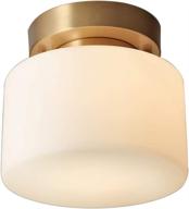 🔆 kco lighting gold flush mount ceiling light fixture - 1-light brass drum shape lamp with frosted glass shade - metal ceiling lamp for living room hallway farmhouse логотип