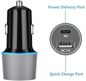 img 2 attached to Fast Charging Type C Car Charger for Google Pixel & Samsung Note, 18W PD & Quick Charge 3.0 Car Adapter - Gray