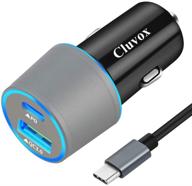 fast charging type c car charger for google pixel & samsung note, 18w pd & quick charge 3.0 car adapter - gray logo