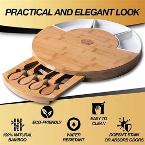 img 1 attached to 🧀 Bamboo Cheese Board with Knife Set: Tabletop Serveware for Food Service Equipment & Supplies