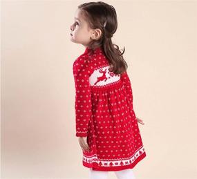 img 1 attached to 🎄 Cute and Cozy Toddler Girls Christmas Dress - Reindeer Snowflake Xmas Knit Sweater Dress