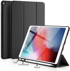 img 3 attached to 📱 GUDOU 2019 iPad Air 10.5 Smart Case: Premium PU Leather+Soft Rubberized Trifold Stand Cover with Pencil Holder, Auto Sleep/Wake, Protective for iPad Air 3rd Gen 10.5inch (Black)