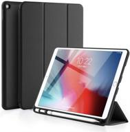 📱 gudou 2019 ipad air 10.5 smart case: premium pu leather+soft rubberized trifold stand cover with pencil holder, auto sleep/wake, protective for ipad air 3rd gen 10.5inch (black) logo