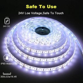 img 3 attached to 💡 JOYLIT 24V LED Strip Light White, 16.4ft SMD5050 300LEDs IP65 Outdoor LED Rope Lights Waterproof Dimmable Cuttable 6000-6500K Daylight Tape Lighting - Ideal for Bedroom, Under Cabinet, Kitchen