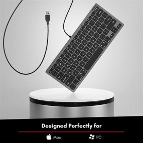 img 3 attached to 💻 Маленькая проводная клавиатура Macally USB для Mac и Windows - 78 клавиш "ножницы", 13 сочетаемых с яблочной клавиатурой быстрых клавиш - компактная мини-клавиатура для компьютера с USB-подключением, экономящая пространство дизайн, повышенная эстетическая привлекательность - серый цвет.