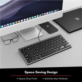 img 2 attached to 💻 Маленькая проводная клавиатура Macally USB для Mac и Windows - 78 клавиш "ножницы", 13 сочетаемых с яблочной клавиатурой быстрых клавиш - компактная мини-клавиатура для компьютера с USB-подключением, экономящая пространство дизайн, повышенная эстетическая привлекательность - серый цвет.