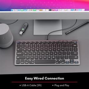 img 1 attached to 💻 Маленькая проводная клавиатура Macally USB для Mac и Windows - 78 клавиш "ножницы", 13 сочетаемых с яблочной клавиатурой быстрых клавиш - компактная мини-клавиатура для компьютера с USB-подключением, экономящая пространство дизайн, повышенная эстетическая привлекательность - серый цвет.