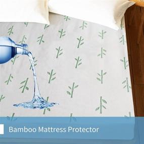 img 3 attached to 🛏️ AUNWAA Queen Size Bamboo Waterproof Polyester Mattress Protector - Soft and Breathable Mattress Cover with 15-inch Deep Pocket (60'' x 80'' x 15'')
