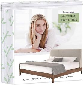 img 4 attached to 🛏️ AUNWAA Queen Size Bamboo Waterproof Polyester Mattress Protector - Soft and Breathable Mattress Cover with 15-inch Deep Pocket (60'' x 80'' x 15'')