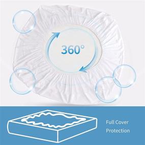 img 1 attached to 🛏️ AUNWAA Queen Size Bamboo Waterproof Polyester Mattress Protector - Soft and Breathable Mattress Cover with 15-inch Deep Pocket (60'' x 80'' x 15'')