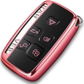 img 4 attached to COMPONALL Key Fob Cover for Range Rover and Jaguar, Compatible with Range Rover Evoque Velar Discovery LR4 Land Rover Sport and Jaguar XF XJ XE F-PACE F-Type - Premium Soft TPU Protection Key Fob Case in Rose Gold - 5-Buttons