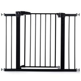 img 4 attached to 🚧 BABELIO Easy Install Extra Wide Pressure Mounted Metal Baby Gate (26-40 Inch), No Drilling, No Tools Required - Includes Wall Protectors and Extenders (Black)