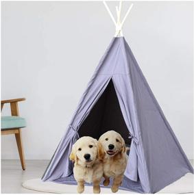 img 3 attached to 🏕️ Ukadou Dog Teepee Medium: Portable Pet Tent for Large Dogs with Floor Mat, Fixator, and Blackboard - 36inch Dog House