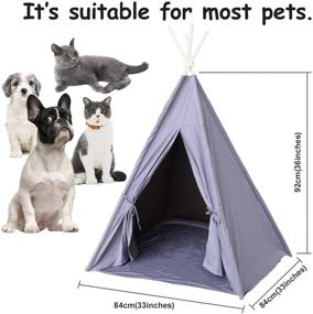 img 2 attached to 🏕️ Ukadou Dog Teepee Medium: Portable Pet Tent for Large Dogs with Floor Mat, Fixator, and Blackboard - 36inch Dog House