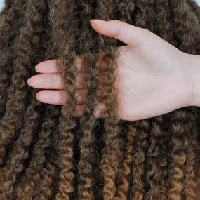 img 1 attached to Волосы YMHPRIDE Marley Twist Braid Afro Kinky Curly Twist Braiding Hair 4 пакета 18 дюймов T1B/27# Синтетические плетеные косы Soft Long Afro Marley Braiding Hair.