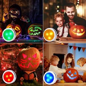 img 3 attached to 🎃 Dimmable RGB Color Changing Halloween Jack-O-Lantern Lights with Remote Control, Timer Included - Perfect for Halloween Decorations, Under Cabinet Kitchen & Bedroom - Set of 6 Packs