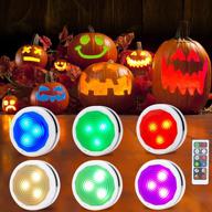 🎃 dimmable rgb color changing halloween jack-o-lantern lights with remote control, timer included - perfect for halloween decorations, under cabinet kitchen & bedroom - set of 6 packs логотип