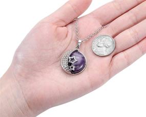 img 1 attached to Jovivi Gemstone Moon and Star Healing Crystal Chakra Pendant Necklace - 21.5in Stainless Steel Chain