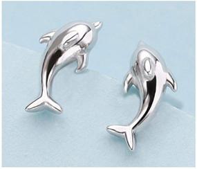 img 2 attached to 🐬 Hypoallergenic Dolphin Stud Earrings - 925 Sterling Silver Whale Stud Earring Jewelry for Women, Girls, Teen Girls, Kids - Birthday Gift - Fish Studs