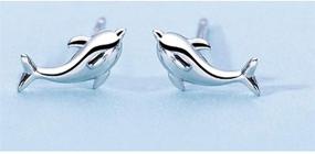 img 3 attached to 🐬 Hypoallergenic Dolphin Stud Earrings - 925 Sterling Silver Whale Stud Earring Jewelry for Women, Girls, Teen Girls, Kids - Birthday Gift - Fish Studs