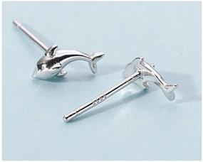 img 1 attached to 🐬 Hypoallergenic Dolphin Stud Earrings - 925 Sterling Silver Whale Stud Earring Jewelry for Women, Girls, Teen Girls, Kids - Birthday Gift - Fish Studs