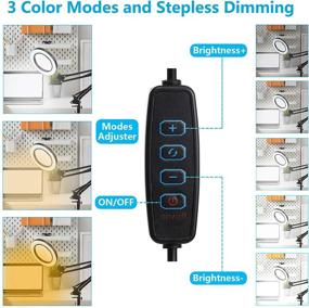 img 3 attached to 🔍 Versatile 5X Magnifying Desk Lamp: Clamp-on, 8-Diopter Lens, 3 Color Modes, Stepless Dimming - Ideal for Repair, Reading, Crafts!