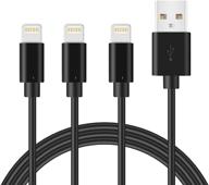 🔌 quntis lightning cable 3pack 6.5ft – кабель для зарядки iphone с сертификацией mfi, совместимый с iphone 13, xs max, xr, x, 8 plus, 7 plus, 6 plus, ipad pro, ipod, airpods и другими – черный. логотип